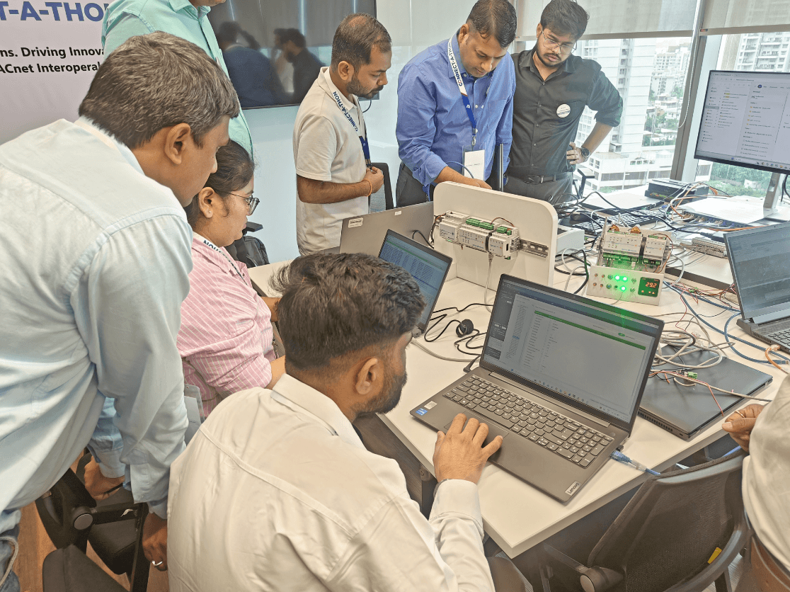 Participants testing connected building automation devices